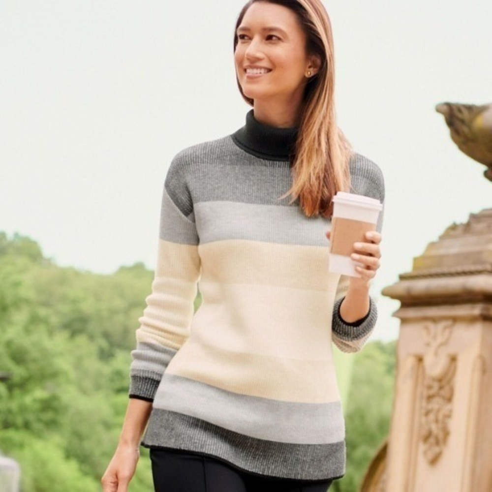 T by Talbots Ombre Striped Turtleneck Sweater Women's‎ XL Casual Colorblock